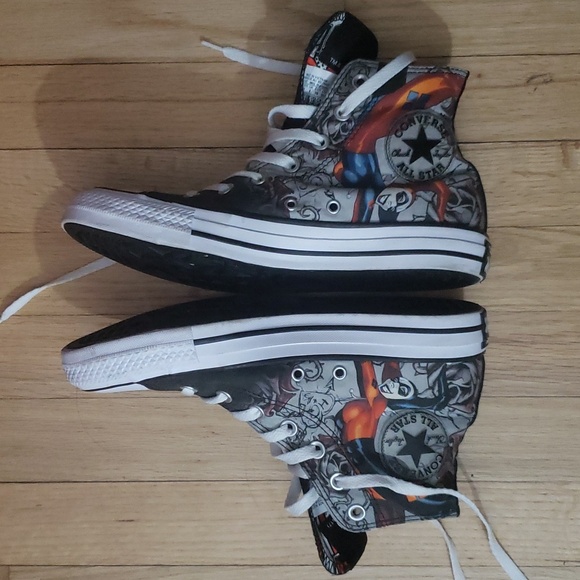 Converse Harley Quinn Hi Top Sneakers Women's 8 Men's 6 Gothic DC Comics Joker - Picture 6 of 12